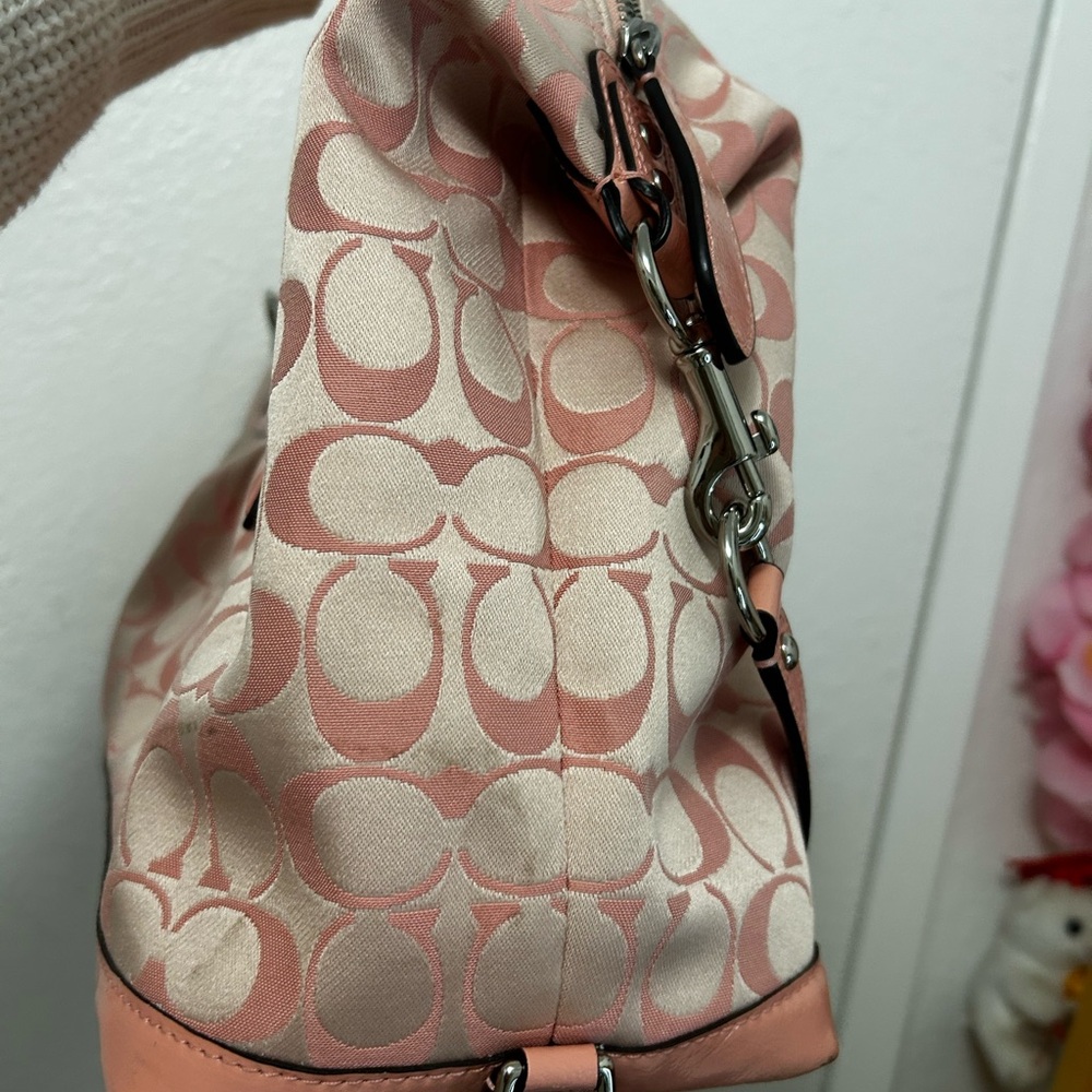 COACH ASHLEY PEONY PINK SIGNATURE CARRYALL HANDBAG SHOULDER BAG PURSE - Picture 14 of 16